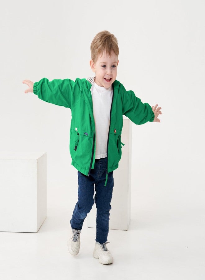 Volunboy Baby Boys Hooded Jacket Toddler Long Sleeve Spring Lightweight Windbreaker Kids Zip Up Fall Windproof Coats (Grass Green, 18-24 Months) - Image 2